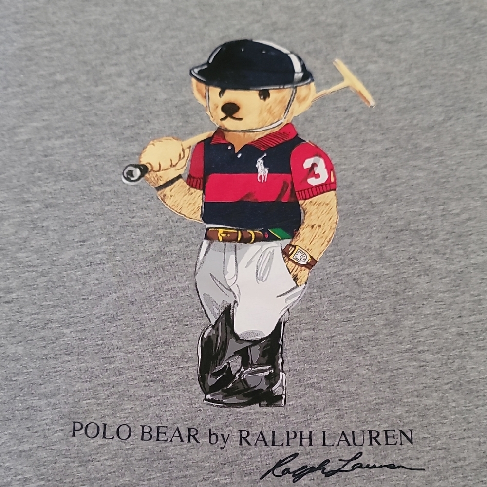 Ralph Lauren Polo Bear Shirt in Gray with Red and Blue